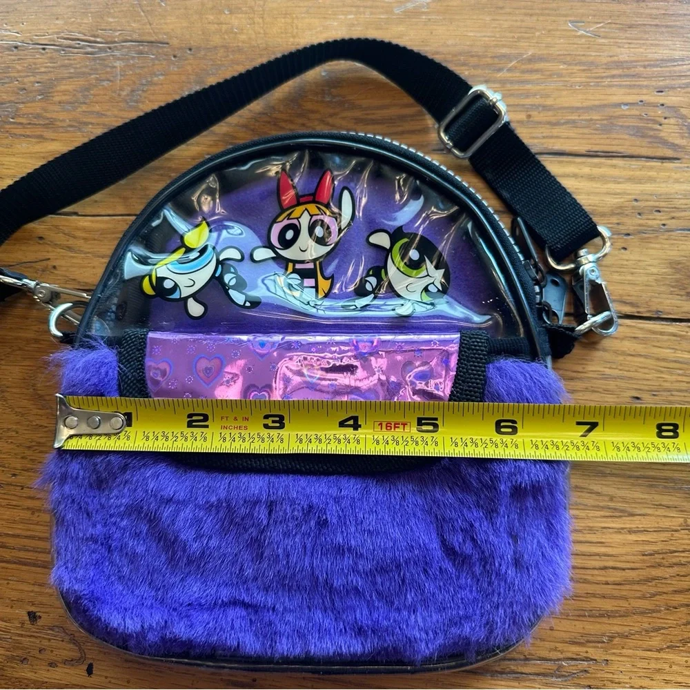 Vintage Purple Fuzzy Powerpuff Girls Crossbody Bag